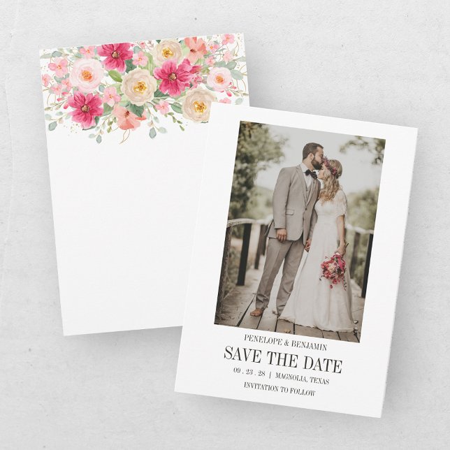 Modern Script Photo Wedding Save The Date Invitation (Creator Uploaded)