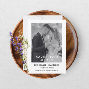 Modern Script Photo Wedding Save The Date Invitation