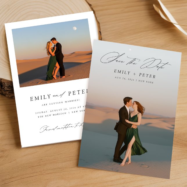 Modern Script Photo Wedding Save The Date Invitation (Creator Uploaded)