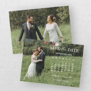 Modern Script Photo Wedding Save The Date Invitation