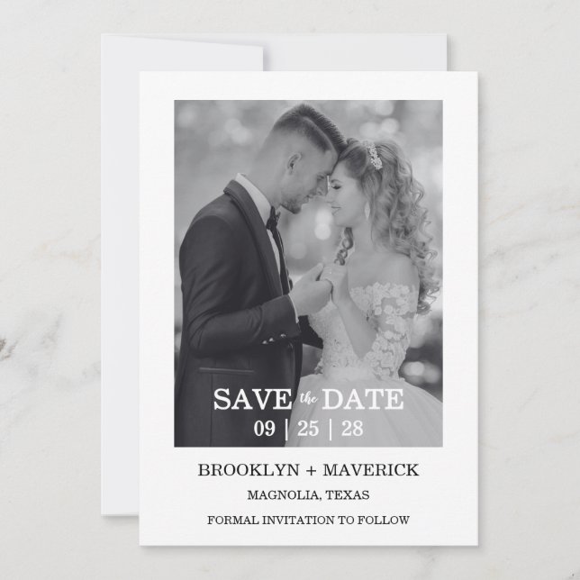 Modern Script Photo Wedding Save The Date Invitation (Front)