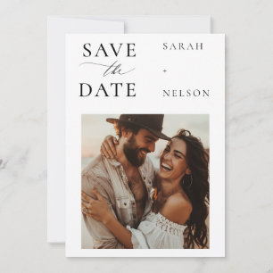 Modern Script Photo Wedding Save the Date Invite