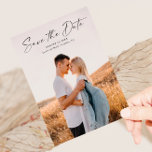 Modern Script Photo Wedding Save The Date Magnetic Invitation<br><div class="desc">Modern Script Photo Wedding Save the Date card. The back is a magnet. Click the edit button to customize this design with your photo and wedding details.</div>