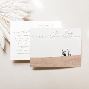 Modern Script Photo Wedding Save The Date Postcard