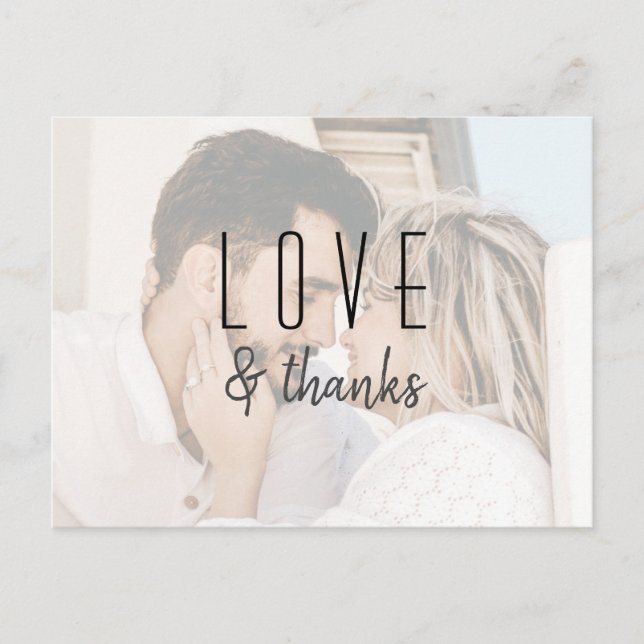 Modern Script Photo Wedding Thank You Card (Front)