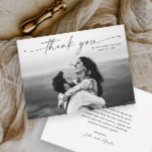 Modern Script Photo Wedding Thank You Card<br><div class="desc">Script photo wedding elegant stylish modern thank you card. Part of a wedding collection. Colors can be changed. The back includes a thank you message that you can personalize for each guest or remove if you prefer to hand write your thank you. Click the edit button to customize.</div>