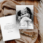 Modern Script Photo Wedding Thank You Card<br><div class="desc">Script photo wedding elegant stylish modern thank you card. Part of a wedding collection. Colours can be changed.The backside includes a thank you message that you can personalize for each guest or remove if you prefer to hand write your thank you.</div>