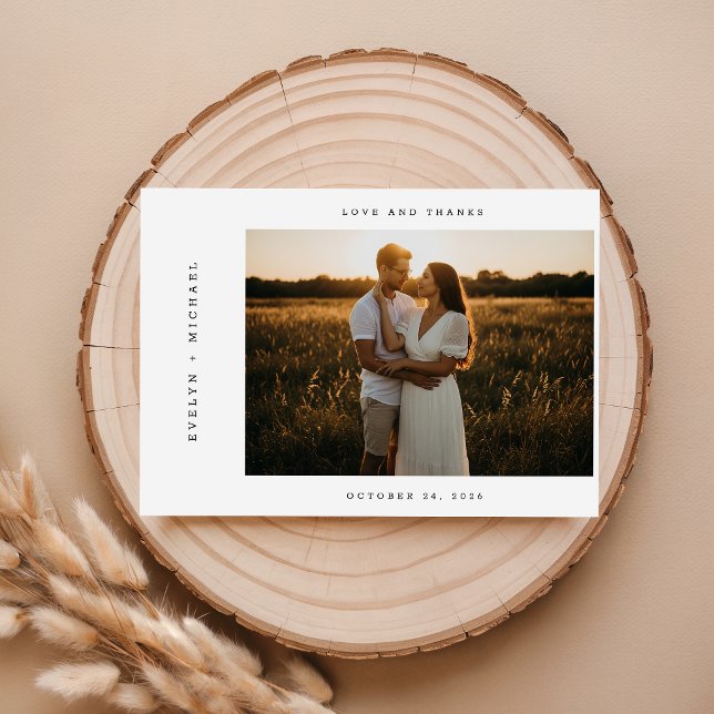 Modern Script Photo Wedding Thank You Card W Note (Creator Uploaded)