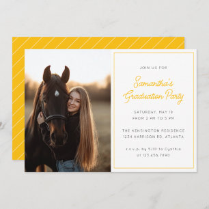 Modern Script Photo Yellow Graduation Party Invitation
