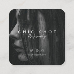Modern Script Photography Typography Square Business Card
