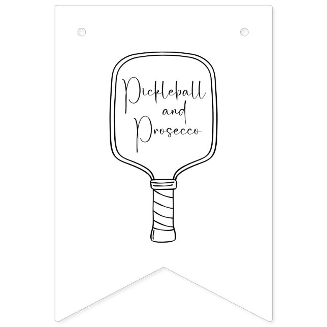 Modern Script Pickleball & Prosecco Bridal Shower Bunting Flags (Eighth Flag)