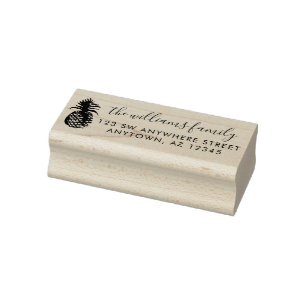 Modern Script Pineapple Return Address Rubber Stamp