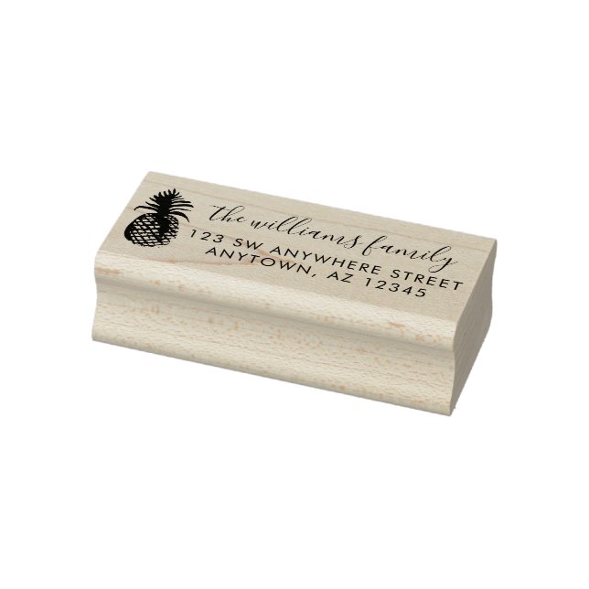 Modern Script Pineapple Return Address Rubber Stamp (Stamp)
