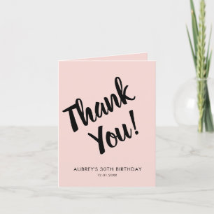 Modern Script Pink Birthday Thank You Card