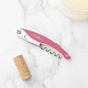 Modern Script Pink Custom Guest Name Wedding Corkscrew