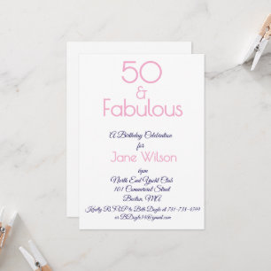 Modern Script Pink Navy 50 Fabulous Birthday Invitation
