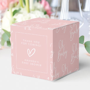 Modern Script Pink Oh Baby Simple Baby Shower Favor Box
