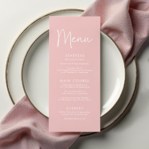 Modern Script Pink Oh Baby Simple Baby Shower Menu