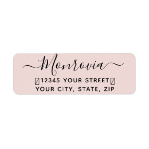 Modern Script Pink Return Address Label