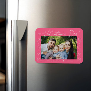 Modern Script Pink Valentine's Day Photo Magnet