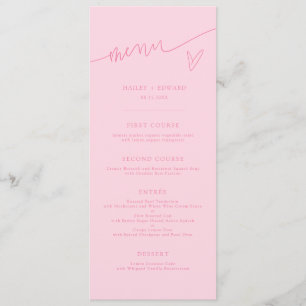 Modern Script Pink Wedding Menu