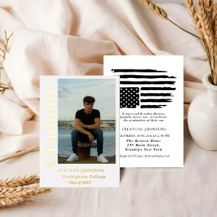 Modern script Police photo graduation invitation