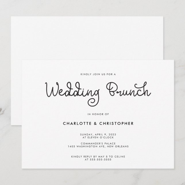 Modern Script Post Wedding Brunch Invitation (Front/Back)