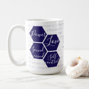 Modern Script POWER LOVE SOUND MIND Christian  Coffee Mug