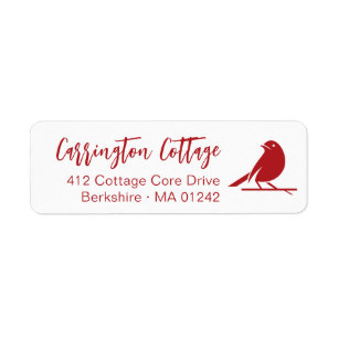 Modern Script Pretty Red Bird. Return Address