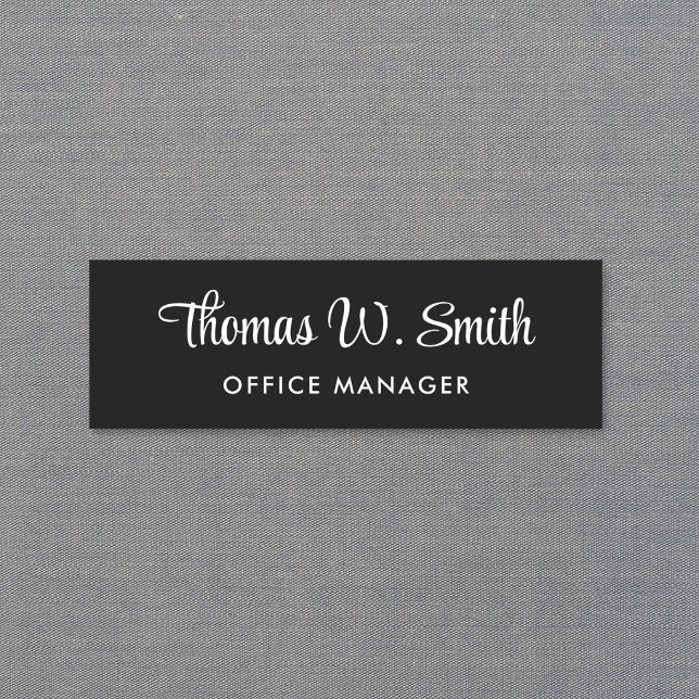 Modern Script Professional Black Name Tag (Creator Uploaded)