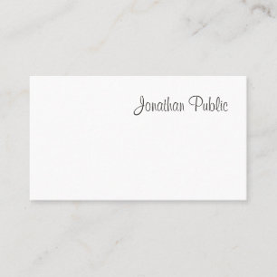 Modern Script Professional Cool Simple Plain Top Business Card
