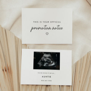 Modern Script "Promotion Notice" Baby Pregnancy Announcement