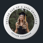 Modern Script Proud Dad Senior Photo Graduation  4 Inch Round Button<br><div class="desc">Celebrate your graduate in style with this Modern Script Proud Dad Graduation Photo Hand Fan. Perfect for graduation ceremonies and parties, this personalized "Proud Dad of a Graduate" fan lets proud moms show their love and support while cheering on their graduate during the big moment. Designed with elegant modern script...</div>