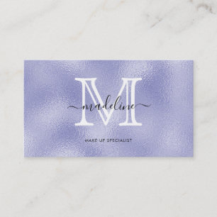 Modern Script Purple Foil Monogram Business Card