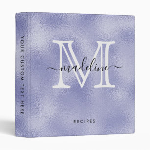 Modern Script Purple Foil Monogram Kitchen Binder