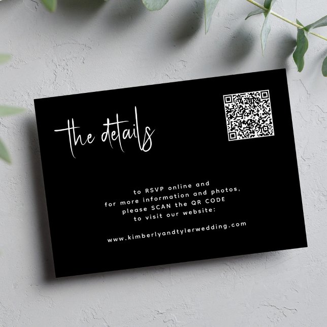 Modern script QR CODE online RSVP wedding details Enclosure Card (Creator Uploaded)