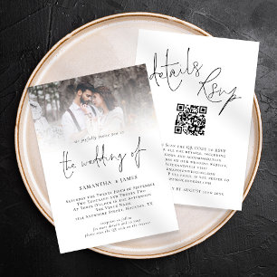 Modern Script QR Code Photo All in One Wedding Invitation