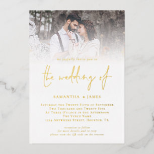 Modern Script QR Code Photo Wedding Luxury Gold 