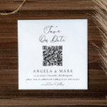 Modern Script QR Code Save The Date Enclosure Card<br><div class="desc">Modern Minimalist Script QR Code Save The Date Card. The design features an elegant calligraphy Save Our Date script in black and white. Invite your guests with this online with a QR code that takes them directly to your wedding website for more information, you save time and avoid lost mail....</div>