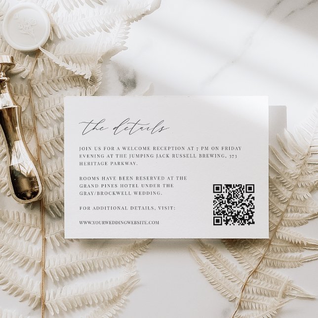 Modern Script QR Code Wedding Details Enclosure Card (Creator Uploaded)