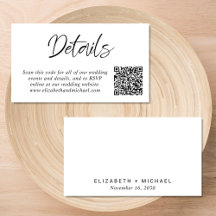 Modern Script QR Code Wedding Details