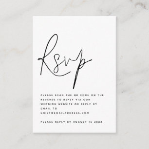 Modern Script QR Code Wedding RSVP  Enclosure Card