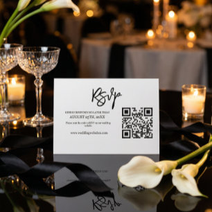 Modern Script QR Code Wedding Website RSVP Card