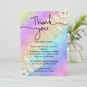 Modern Script Rainbow Pastel Client Appreciation Thank You Card