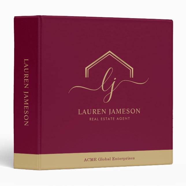 Modern Script Real Estate Promotional Realtor Logo Binder (Front/Spine)