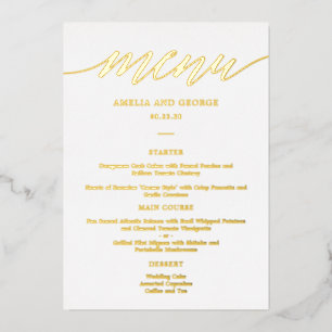 Modern Script REAL FOIL Elegant Menu Card