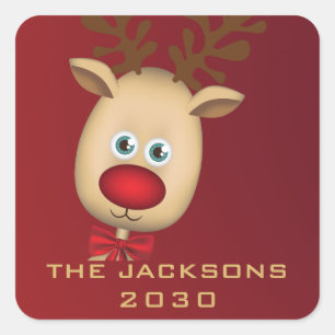 Modern Script Red Merry Christmas Custom Square  Sticker