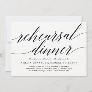 Modern Script Rehearsal Dinner Invitation