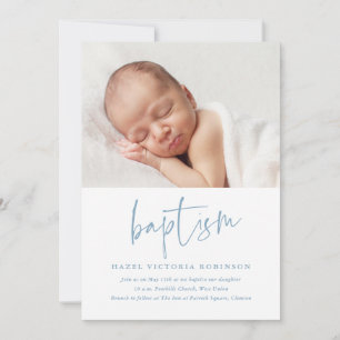 Modern Script Religious Baptism & Christening Invitation