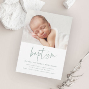 Modern Script Religious Baptism & Christening Invitation